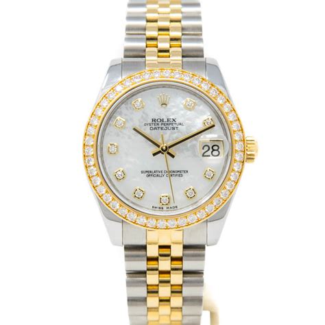 rolex with mother of pearl face|diamond bezel for ladies rolex.